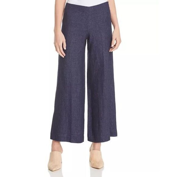 Theory Terena B Wide-Leg Linen Pants size 0 minimalist natural fiber nautical - Picture 1 of 10